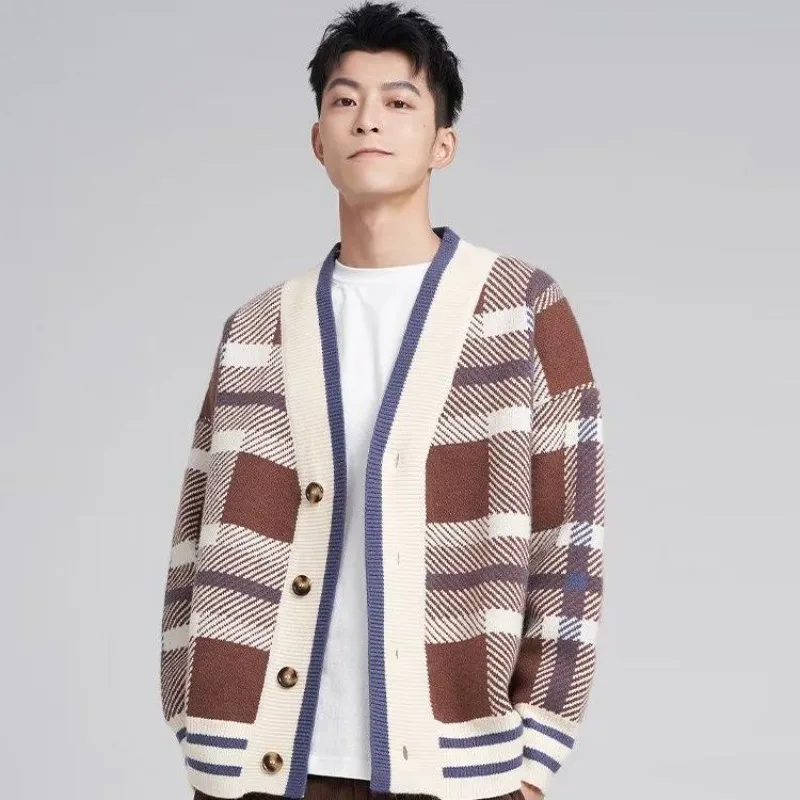 GELITAYIN Loose Jackets Thick Knitted Cardigan Male Lattice Men's Sweaters Jumpers Knitwear New In Sweatshirt Long Sleeve Korean
GELITAYIN Loose Jackets Thick Knitted Cardigan Male Lattice Men's Sweaters Jumpers Knitwear New In Sweatshirt Long Sleeve Korean