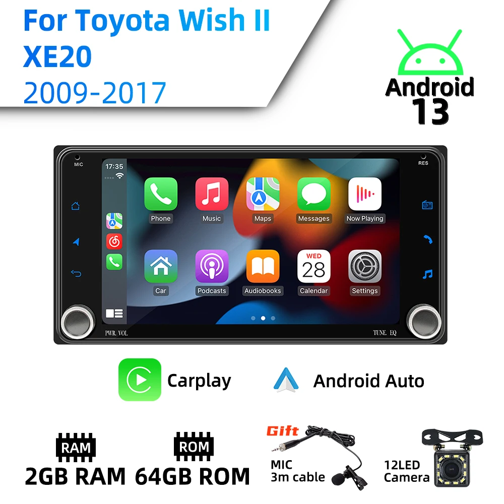 Android Radio 7" Screen Stereo Wireless Carplay Autoradio 2 Din Car Multimedia for Toyota Wish 2 II XE20 2009-2017 Head Unit GPS
Android Radio 7" Screen Stereo Wireless Carplay Autoradio 2 Din Car Multimedia for Toyota Wish 2 II XE20 2009-2017 Head Unit GPS