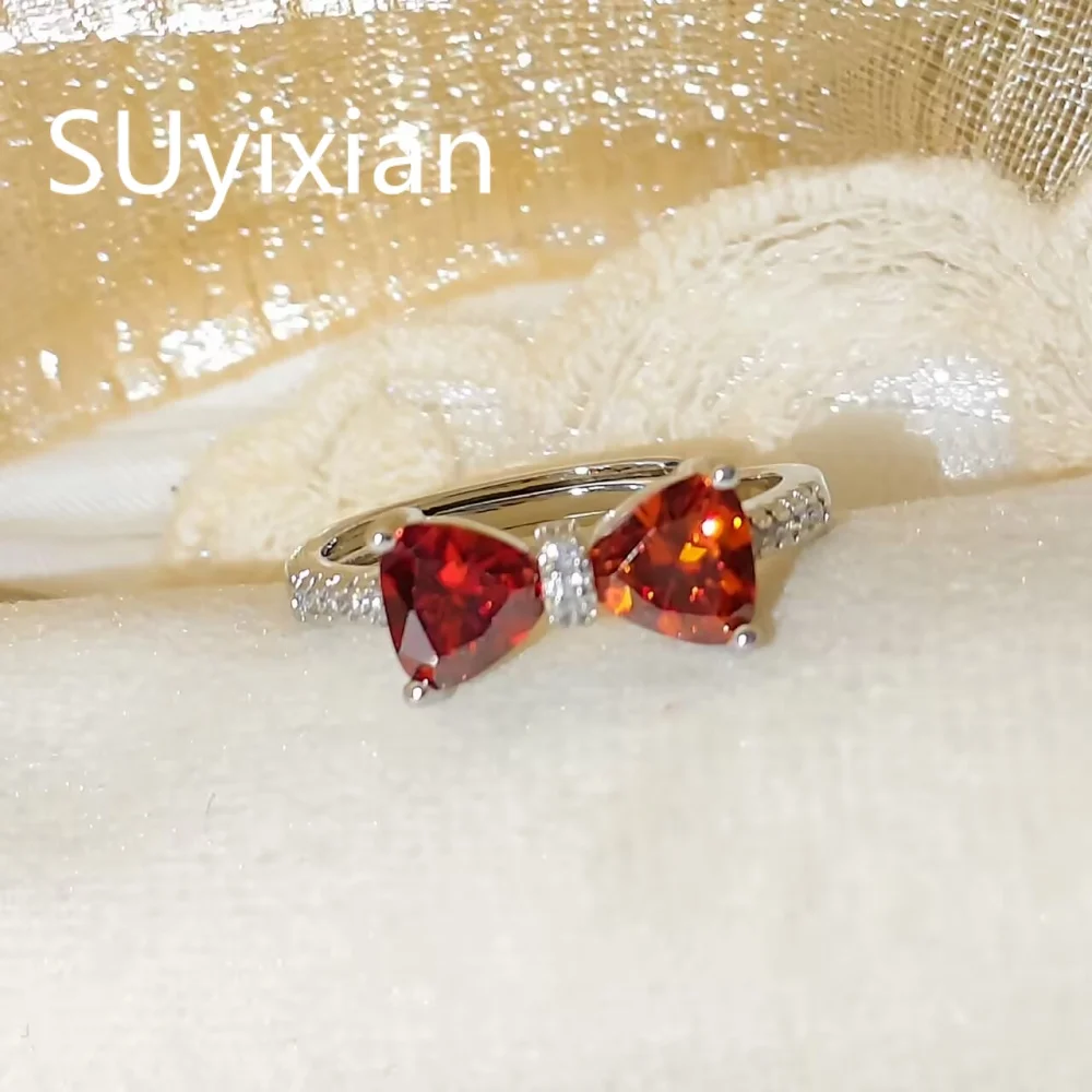 925 Sterling Silver Stylish Sweet Red Zircon Bow Ring Birthday Party Anniversary Gift Ladies Jewelry
925 Sterling Silver Stylish Sweet Red Zircon Bow Ring Birthday Party Anniversary Gift Ladies Jewelry