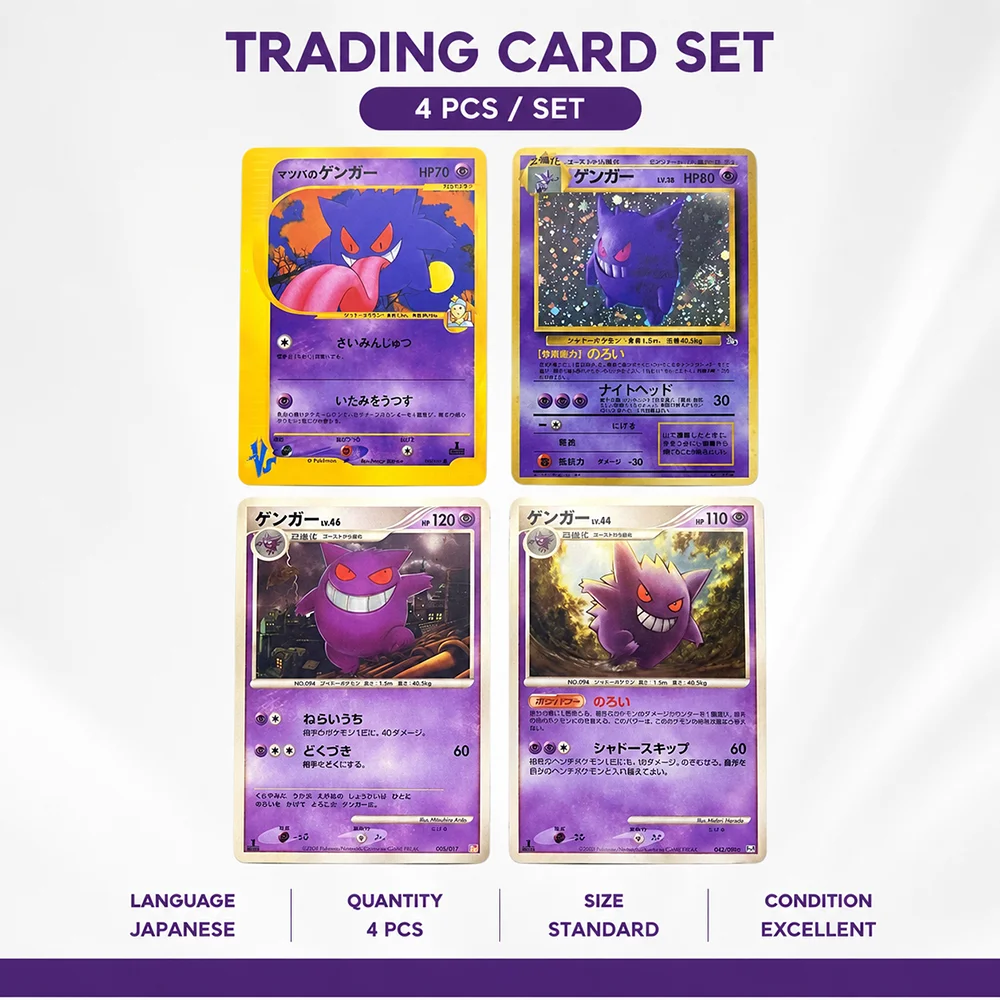 2026 Anime PTCG Vintage Gengar Evolution Trading Card Collection Full Art Holo Rare Japanese Style Collector Display Card Set
2026 Anime PTCG Vintage Gengar Evolution Trading Card Collection Full Art Holo Rare Japanese Style Collector Display Card Set
