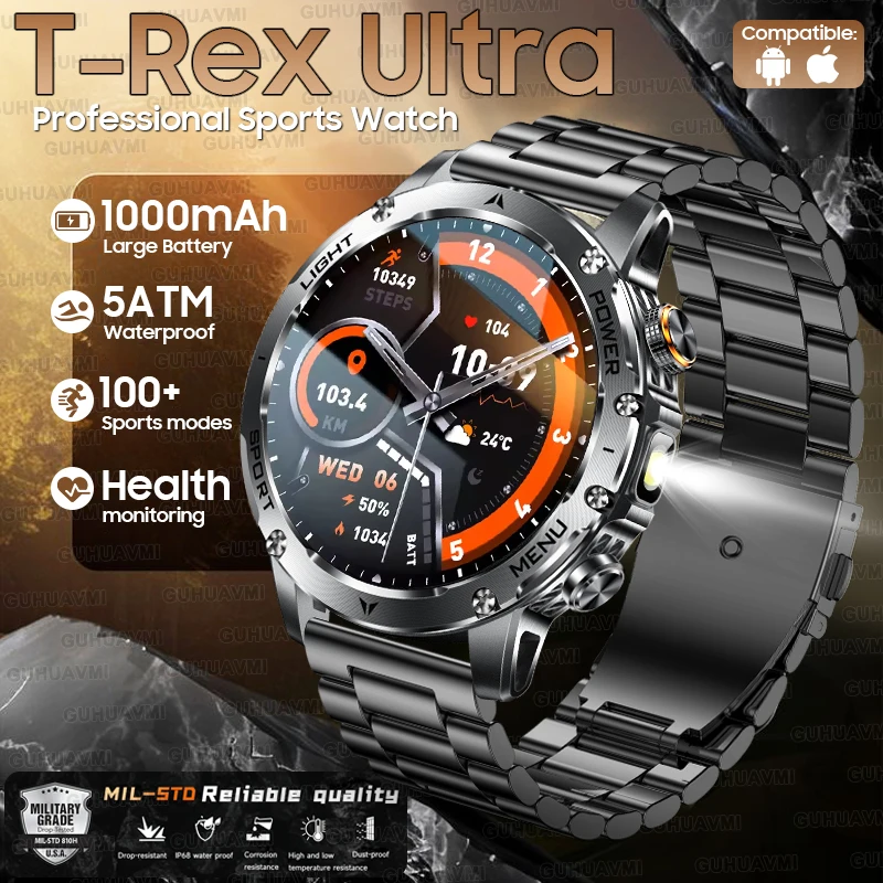 2025 Новые военные спортивные умные часы T-Rex 3, 1,7 дюйма, AMOLED HD-экран, 1000 мАч, 5 АТМ, водонепроницаемые, BT Call, спортивные, фитнес-умные часы для мужчин 
2025 Новые военные спортивные умные часы T-Rex 3, 1,7 дюйма, AMOLED HD-экран, 1000 мАч, 5 АТМ, водонепроницаемые, BT Call, спортивные, фитнес-умные часы для мужчин