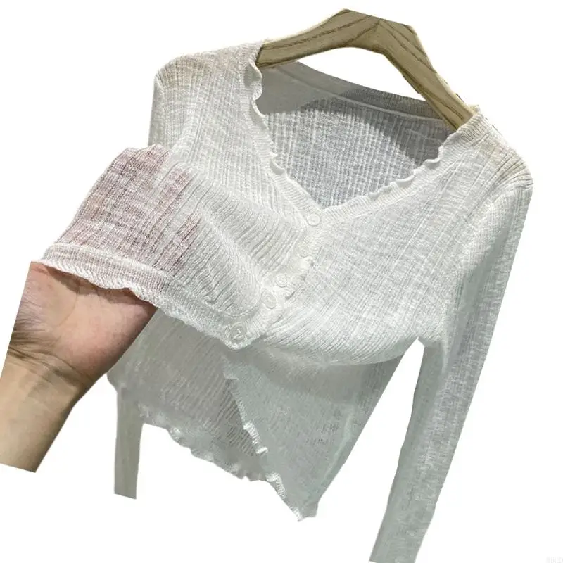 M6CD Ice Silk Cropped Cardigan for Women's Lightweight Button Down Sweater Long Sleeve Summer Knit Crop Top With Stretchy Fit
M6CD Ice Silk Cropped Cardigan for Women's Lightweight Button Down Sweater Long Sleeve Summer Knit Crop Top With Stretchy Fit