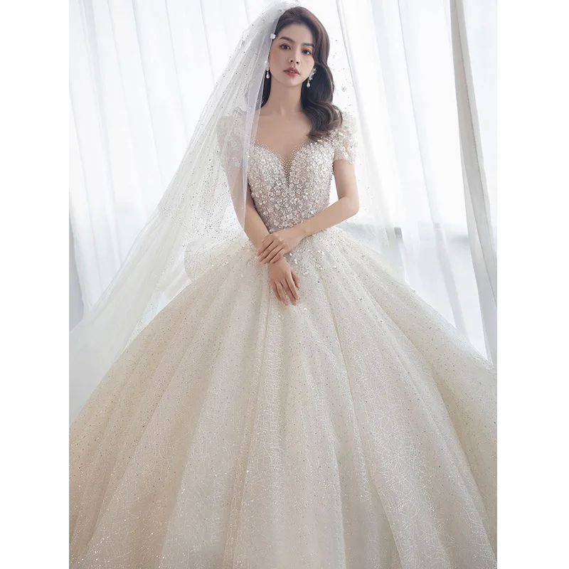 High end luxury sequin lace backless Princess skirt for main wedding dress Customized.(029)
High end luxury sequin lace backless Princess skirt for main wedding dress Customized.(029)