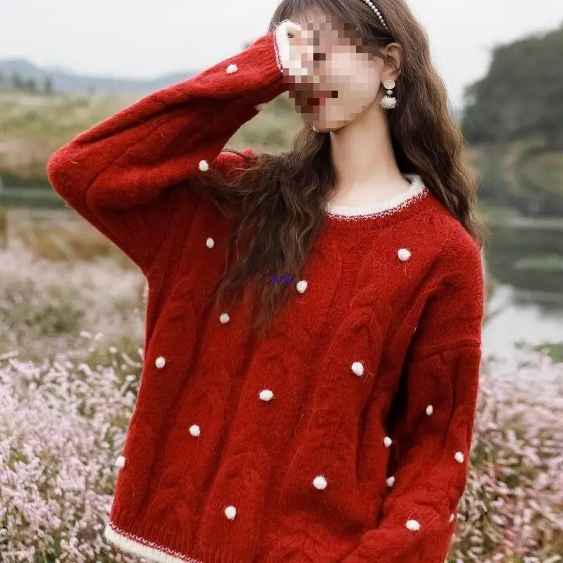 New Christmas Fashion Autumn Winter Women Red Sweater with Casual Loose Design Sense Pullover Feeling Niche Knitted Sweater Tops
New Christmas Fashion Autumn Winter Women Red Sweater with Casual Loose Design Sense Pullover Feeling Niche Knitted Sweater Tops