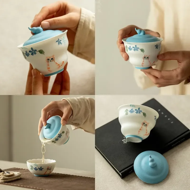 【CHIMU HOME】 Hand-painted Flower Cat Cover Bowl Snowflake Underglaze Color Gourd Bowl Cup for High-grade Light
【CHIMU HOME】 Hand-painted Flower Cat Cover Bowl Snowflake Underglaze Color Gourd Bowl Cup for High-grade Light