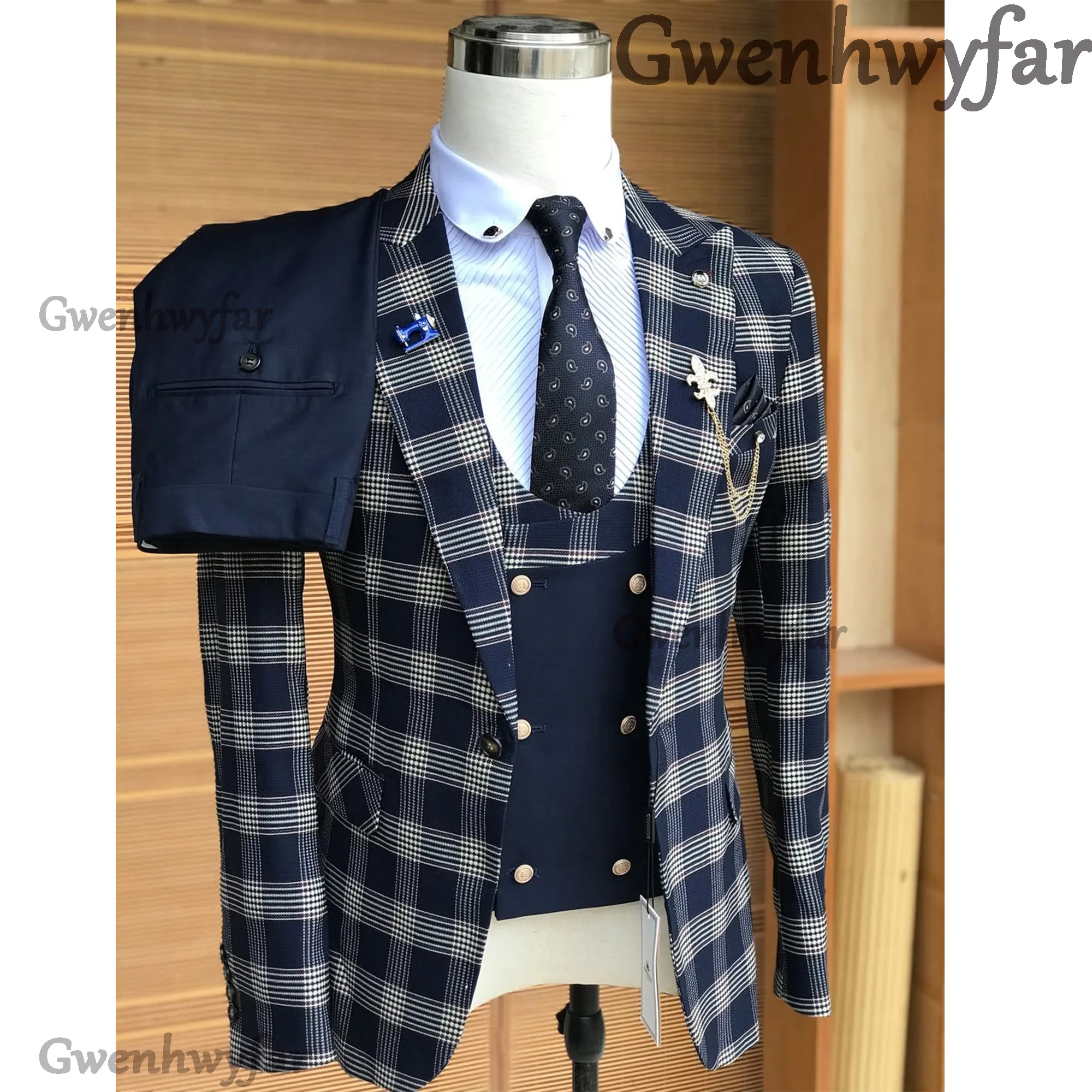 Gwenhwyfar Checkered Fabric Suit Men Autumn Wedding Party Three Pieces Set Large Size Male Blazer Coat Pants And Vest Fashion
Gwenhwyfar Checkered Fabric Suit Men Autumn Wedding Party Three Pieces Set Large Size Male Blazer Coat Pants And Vest Fashion