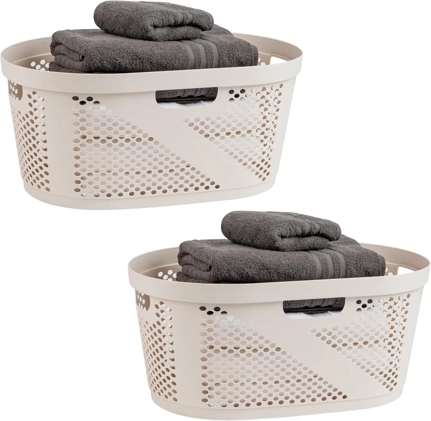 r 40L Ventilated Laundry Baskets, Lightweight Clothes Hamper with Cutout Handles for Bathrooms and Closets, Plastic, S
r 40L Ventilated Laundry Baskets, Lightweight Clothes Hamper with Cutout Handles for Bathrooms and Closets, Plastic, S