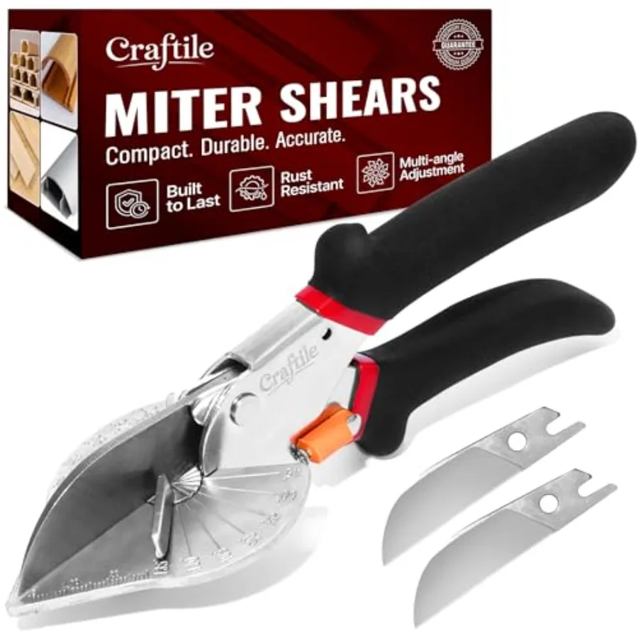 Multifunctional Miter Shears with 2 Stainless Steel Replacement Blades Adjustable 45° 135° Angle Cutter Quarter Round Cutting T
Multifunctional Miter Shears with 2 Stainless Steel Replacement Blades Adjustable 45° 135° Angle Cutter Quarter Round Cutting T
