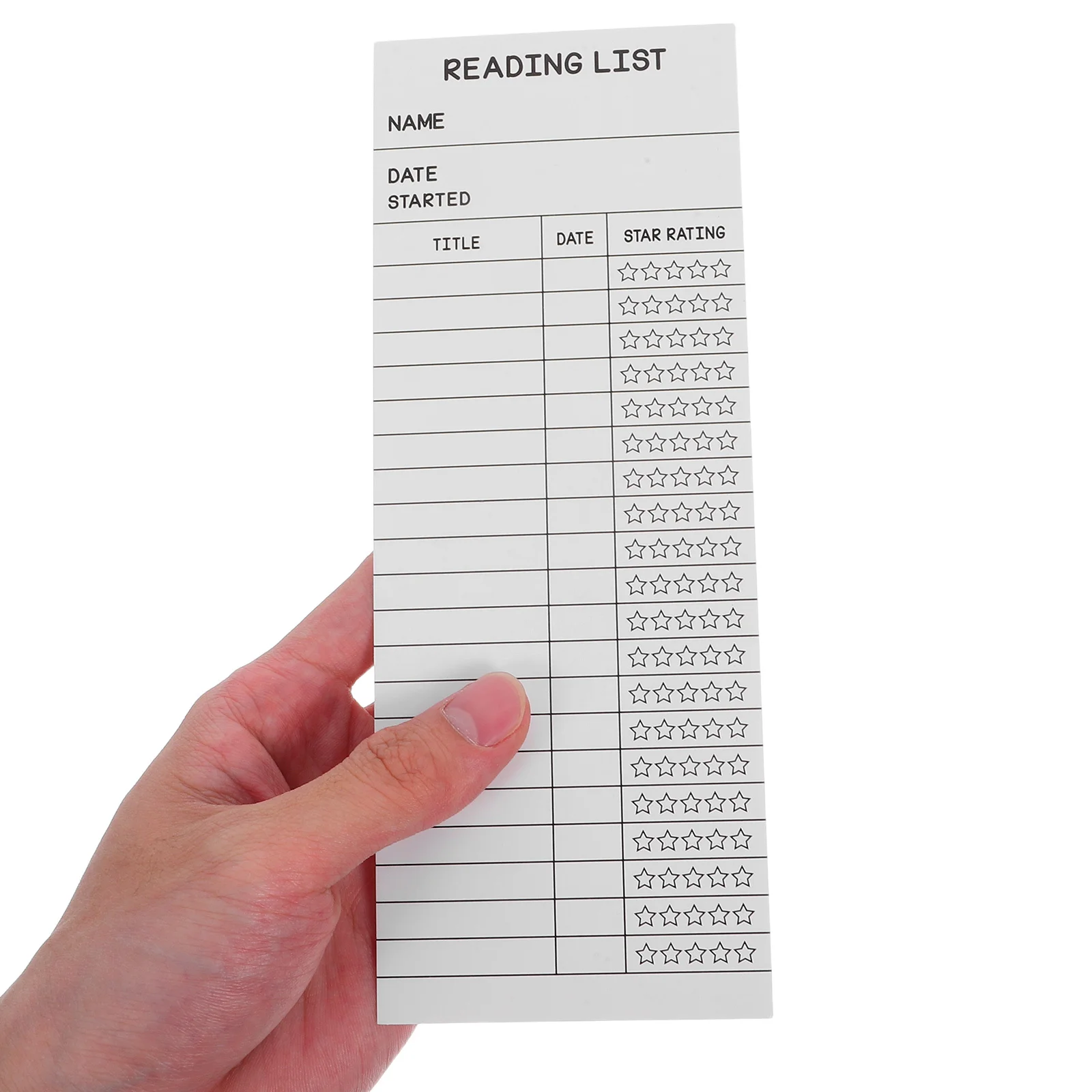 50Pcs Reading List Bookmarks Blank Library Card Paper Book Tracking Cards for Students Teachers Reading Log Supplies 
50Pcs Reading List Bookmarks Blank Library Card Paper Book Tracking Cards for Students Teachers Reading Log Supplies