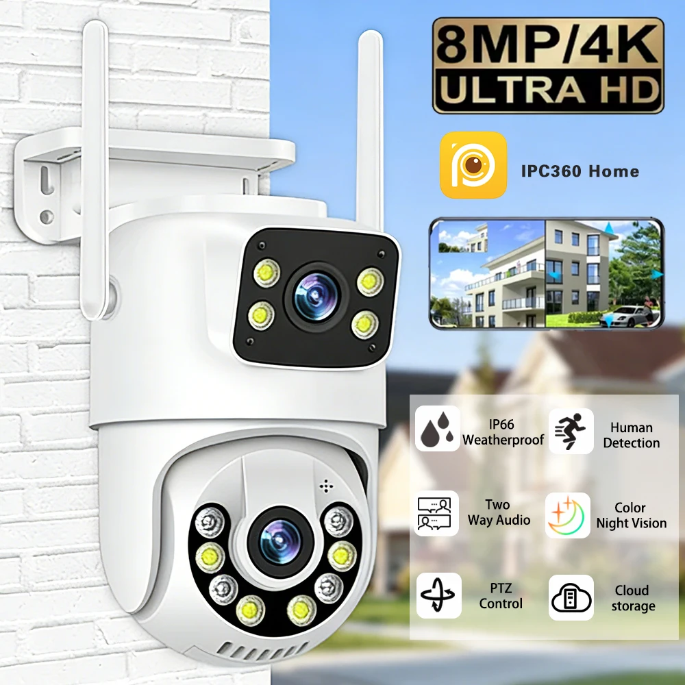 Уличная IP-камера IPC360 Home 8MP PTZ с двумя объективами, двумя экранами, двусторонней аудиосвязью, автоматическим отслеживанием и функцией видеонаблюдения
Уличная IP-камера IPC360 Home 8MP PTZ с двумя объективами, двумя экранами, двусторонней аудиосвязью, автоматическим отслеживанием и функцией видеонаблюдения