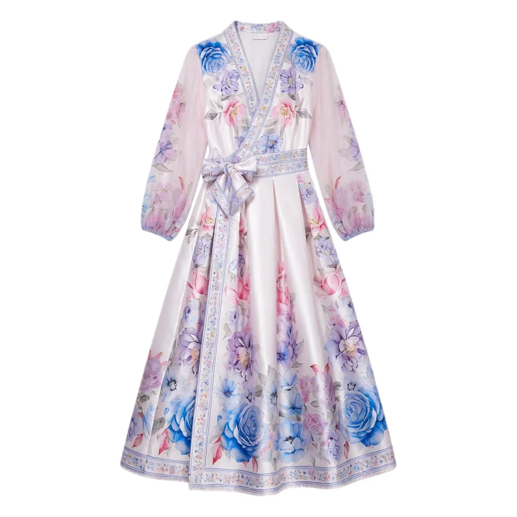 Elegant European Court Style Floral Print V-Neck Midi Dress Lantern Sleeve plus Size 3XL Women's Dress
Elegant European Court Style Floral Print V-Neck Midi Dress Lantern Sleeve plus Size 3XL Women's Dress