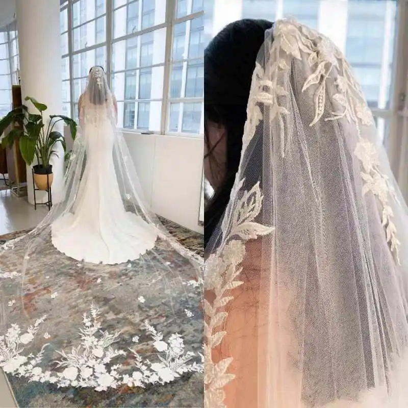 Модная свадебная фата длиной 3 метра, белая или цвета слоновой кости, купольная, кружевная, однослойная, с аппликациями, на заказ, свадебные аксессуары
Модная свадебная фата длиной 3 метра, белая или цвета слоновой кости, купольная, кружевная, однослойная, с аппликациями, на заказ, свадебные аксессуары