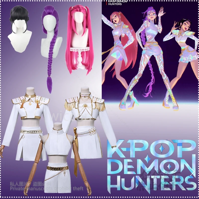 Аниме Huntrix K-Pop Mira Rumi Zoey Косплей Костюм Охотники на демонов Блестящий стиль Необычный блестящий наряд Одежда для выступлений Хэллоуин 
Аниме Huntrix K-Pop Mira Rumi Zoey Косплей Костюм Охотники на демонов Блестящий стиль Необычный блестящий наряд Одежда для выступлений Хэллоуин