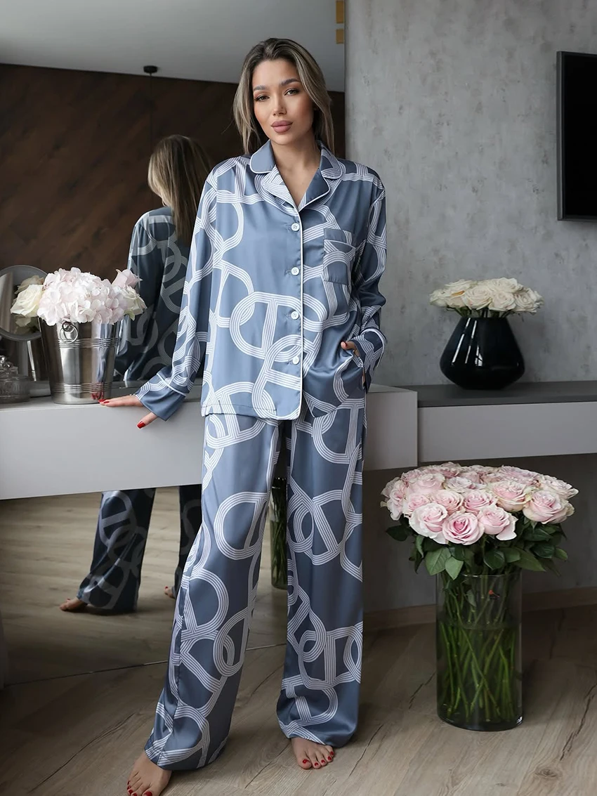 Marthaqiqi Printing Female Nightwear Suit Turn-Down Collar Pajamas Long Sleeve Nightgowns Pants Casual Women Home Clothes Winter
Marthaqiqi Printing Female Nightwear Suit Turn-Down Collar Pajamas Long Sleeve Nightgowns Pants Casual Women Home Clothes Winter
