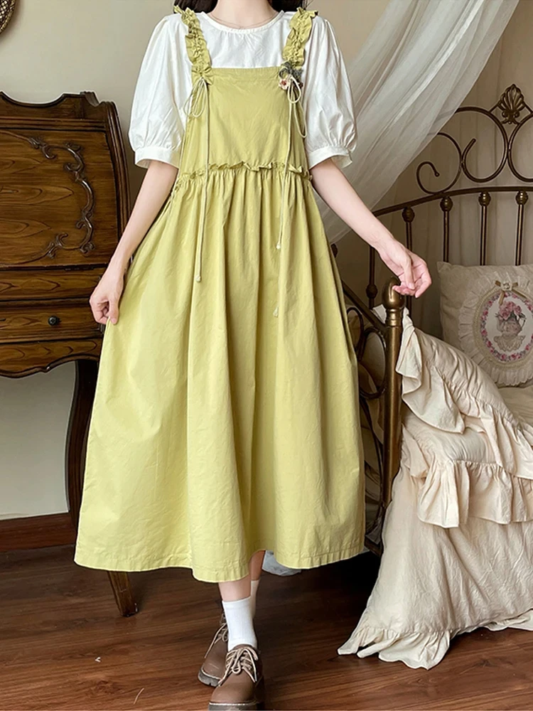 Japanese Kawaii Mori Girl Two-piece Set Women's Short Sleeve Preppy Style Shirt Cute Straps Dress Basic Casual Student Suit
Japanese Kawaii Mori Girl Two-piece Set Women's Short Sleeve Preppy Style Shirt Cute Straps Dress Basic Casual Student Suit