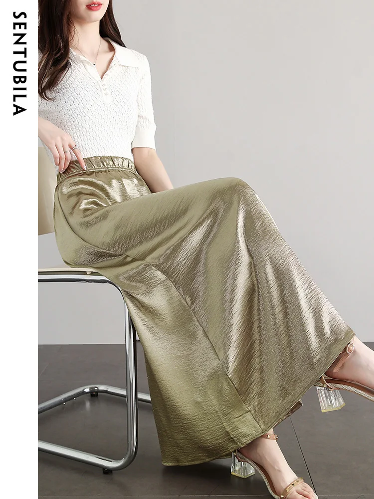 SENTUBILA Glossy Simulated Silk Long Skirts for Women 2024 Autumn Fashion Solid Elastic Waist Straight-cut Skirt Womens Clothing
SENTUBILA Glossy Simulated Silk Long Skirts for Women 2024 Autumn Fashion Solid Elastic Waist Straight-cut Skirt Womens Clothing