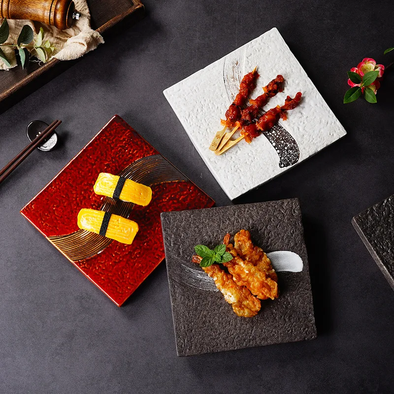 Fashtion, японская кухня, тарелка для суши с каменным узором, квадратная плоская тарелка, керамическая тарелка для барбекю
Fashtion, японская кухня, тарелка для суши с каменным узором, квадратная плоская тарелка, керамическая тарелка для барбекю