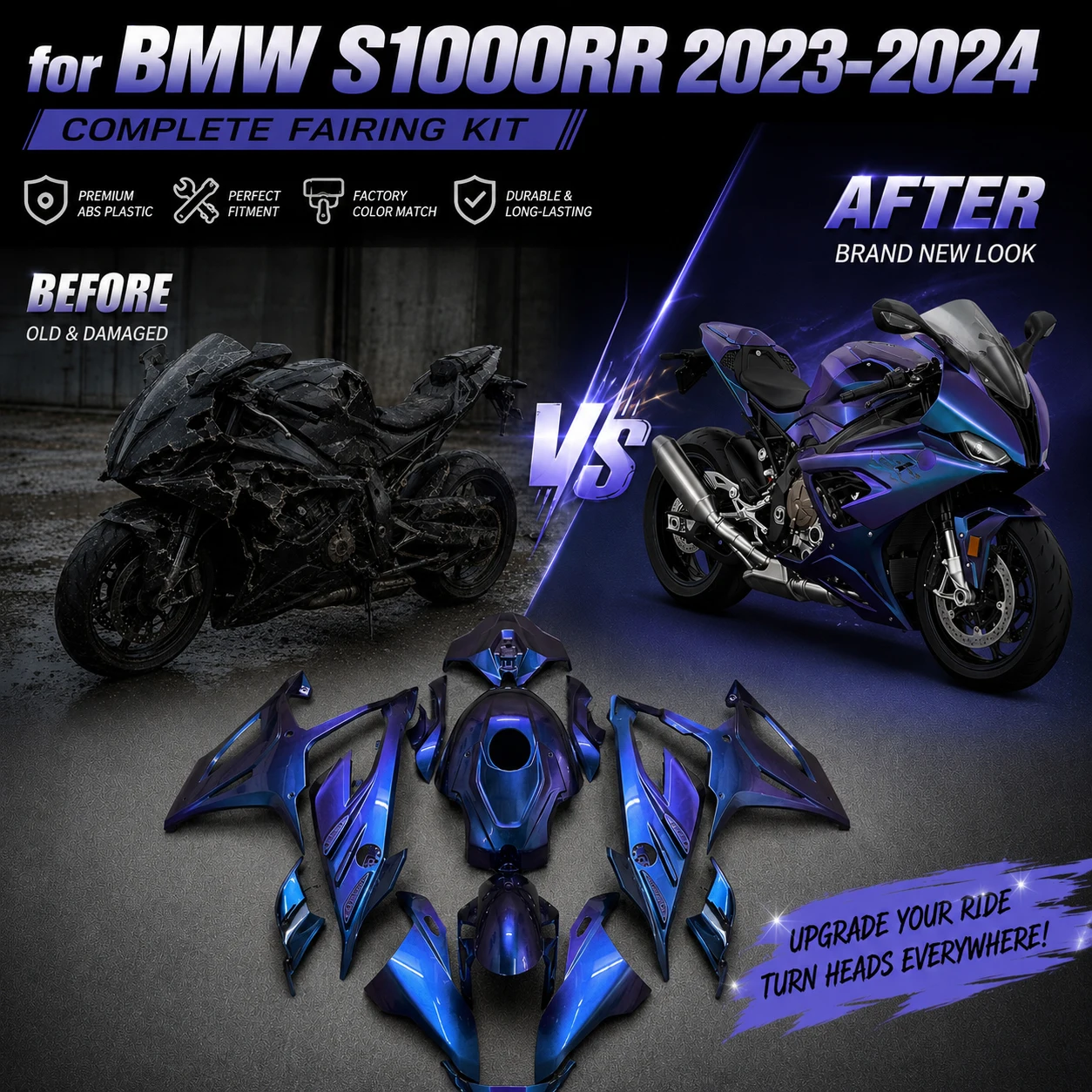 Motorcycle Fairings for BMW S 1000 RR 2023 2024 Complete Body Kit OEM Fitment Replacements ABS Injection Plastics Shell K67
Motorcycle Fairings for BMW S 1000 RR 2023 2024 Complete Body Kit OEM Fitment Replacements ABS Injection Plastics Shell K67