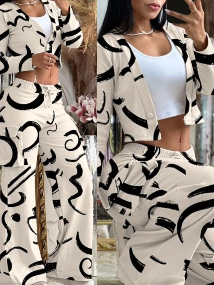 Women's Spring Summer New Fashionable Solid Color Printed Sexy Waist Short Top Casual Pants Set For Women
Women's Spring Summer New Fashionable Solid Color Printed Sexy Waist Short Top Casual Pants Set For Women