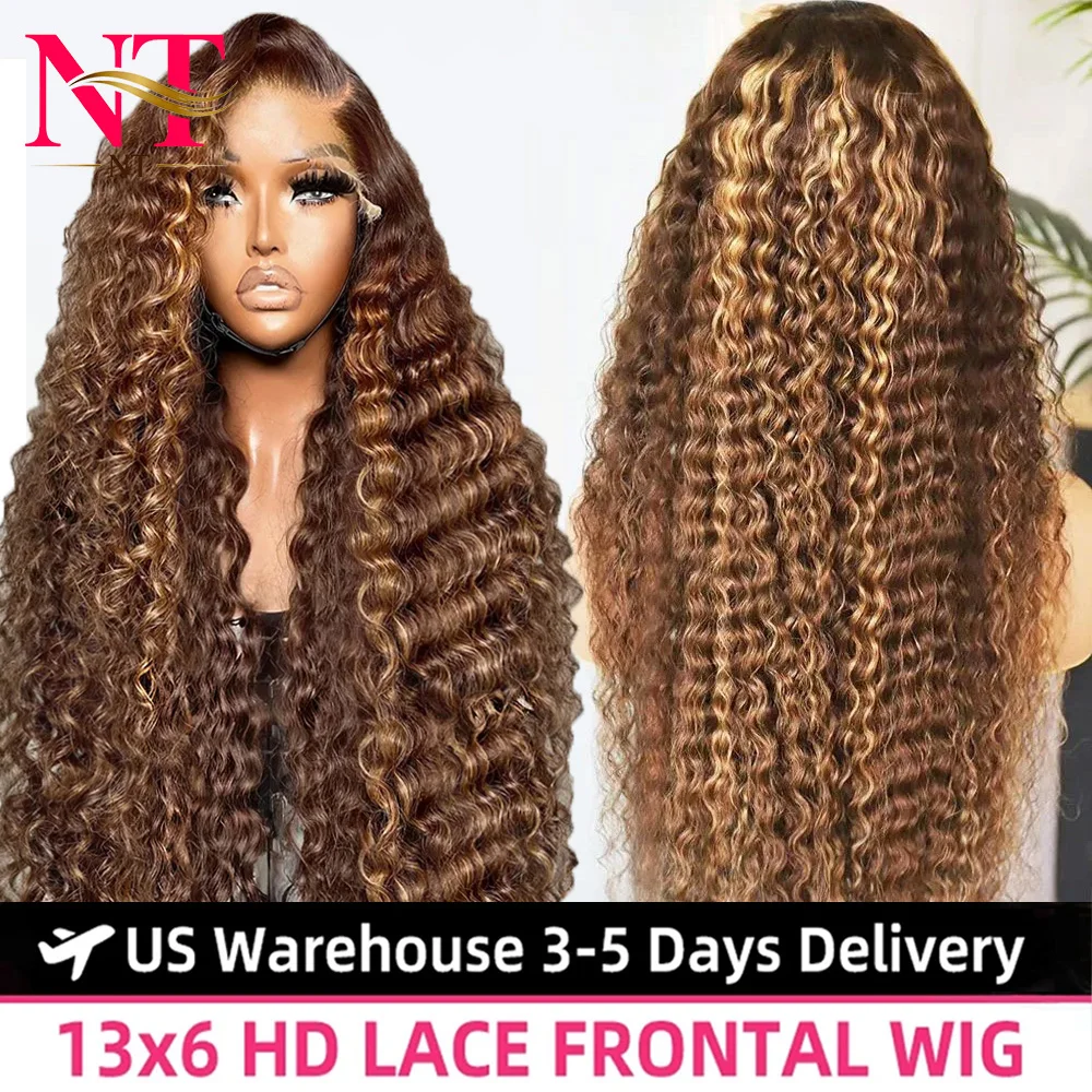 250 density Deep wave 13x4 13x6 Lace water wave 40 inch frontal human hair wigs P4/27 Honey Brown Curly Lace Front Human Hair W
250 density Deep wave 13x4 13x6 Lace water wave 40 inch frontal human hair wigs P4/27 Honey Brown Curly Lace Front Human Hair W