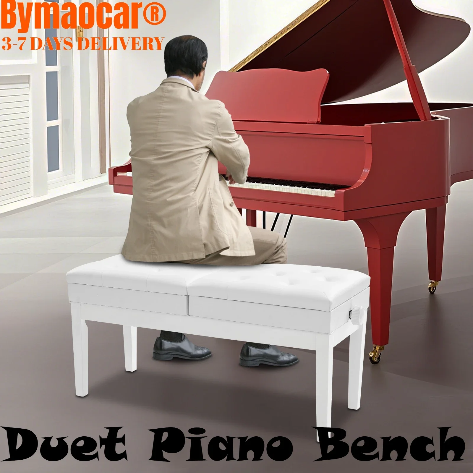 Duet Piano Bench, Wooden Double Seater Adjustable Height Stool with Padded Cushion & Storage Box for Concert Music Studio School
Duet Piano Bench, Wooden Double Seater Adjustable Height Stool with Padded Cushion & Storage Box for Concert Music Studio School