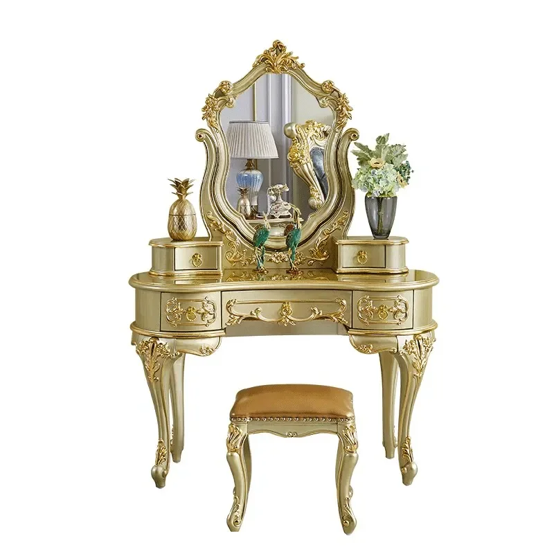 European dresser full solid wood carving flower bedroom makeup table household makeup mirror jewelry storage
European dresser full solid wood carving flower bedroom makeup table household makeup mirror jewelry storage