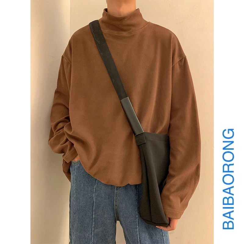 Loose Fit Men's Sweatirt Pure Color Base irt f High Collar Dervo Polyester Fiber Long Sve Knitted Top for Autumn
Loose Fit Men's Sweatirt Pure Color Base irt f High Collar Dervo Polyester Fiber Long Sve Knitted Top for Autumn