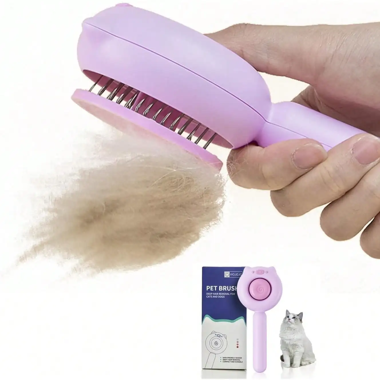 Self-Cleaning Cat Brush For Shedding With Release Button
Self-Cleaning Cat Brush For Shedding With Release Button