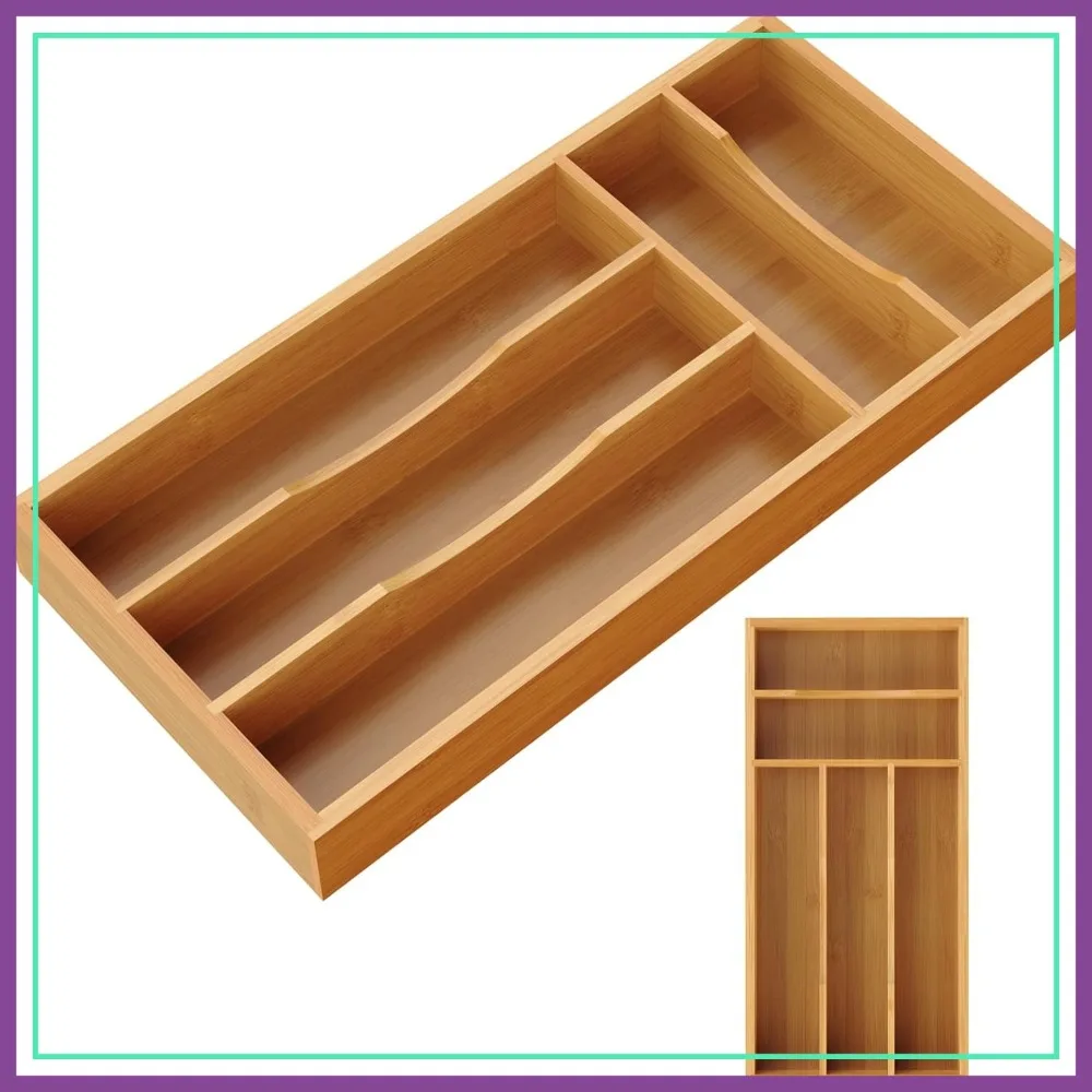 Bamboo Silverware Organizer, Flatware Tray for Kitchen Drawer, 14.2"x6.7"x1.6"
Bamboo Silverware Organizer, Flatware Tray for Kitchen Drawer, 14.2"x6.7"x1.6"