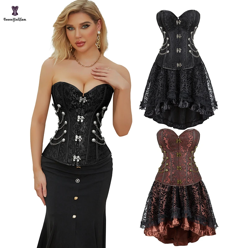 Brown Black Corset Dress Bustier Lingerie Corset Top and Steampunk Skirt Burlesque Costumes For Women Halloween Costume
Brown Black Corset Dress Bustier Lingerie Corset Top and Steampunk Skirt Burlesque Costumes For Women Halloween Costume