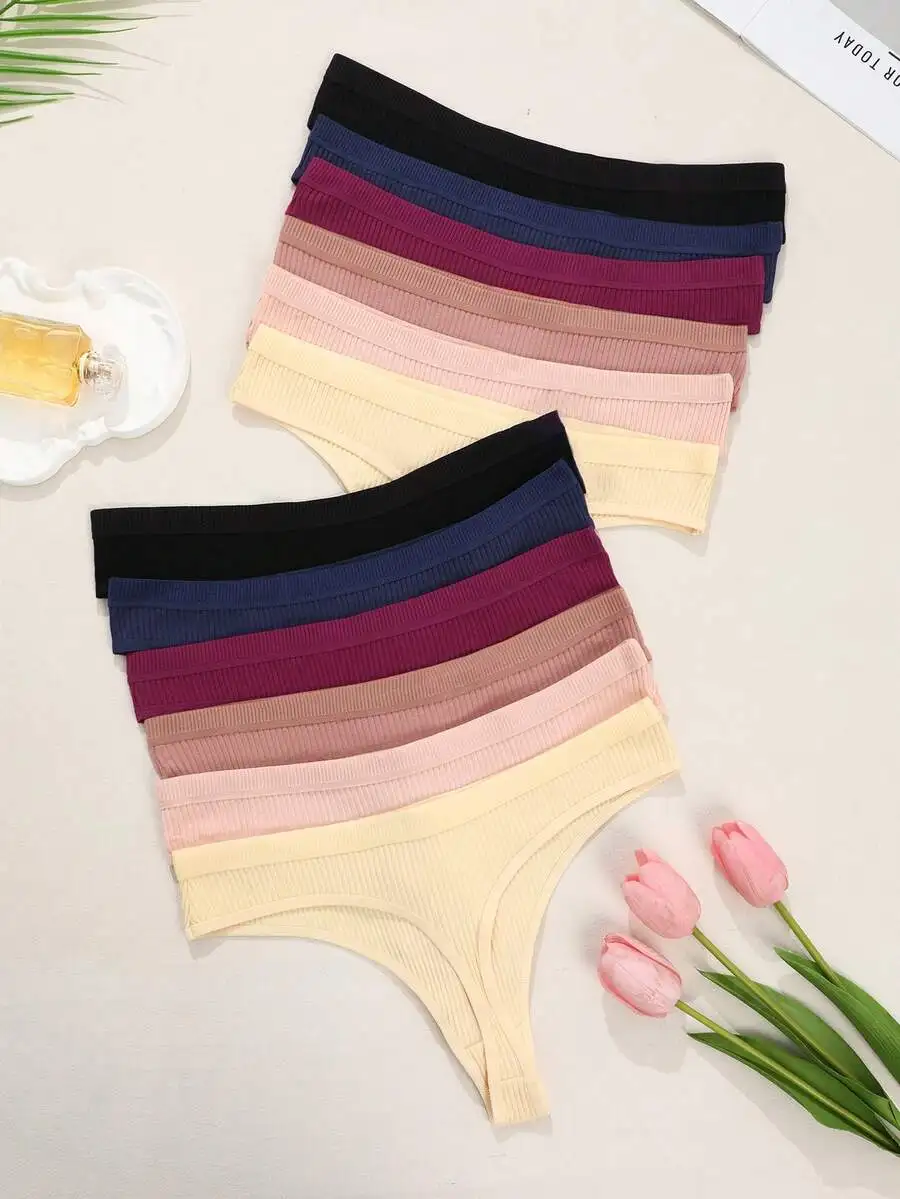 12pcs Seamless Low-Waist Ribbed Panties Women Comfortable Breathable Bikini Briefs
12pcs Seamless Low-Waist Ribbed Panties Women Comfortable Breathable Bikini Briefs