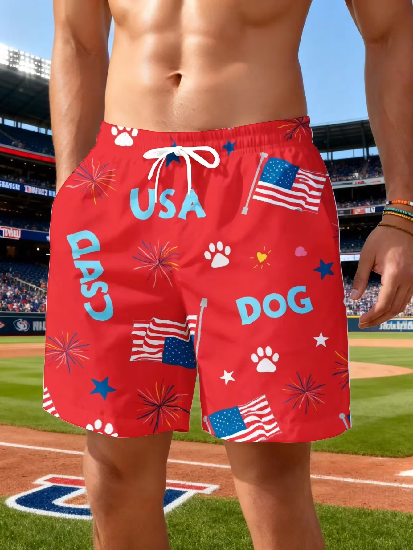 Men's Lightweight Soft Beach Shorts Loose Usa Dog Paw Flag Star Vacation Beach Party Wear
Men's Lightweight Soft Beach Shorts Loose Usa Dog Paw Flag Star Vacation Beach Party Wear