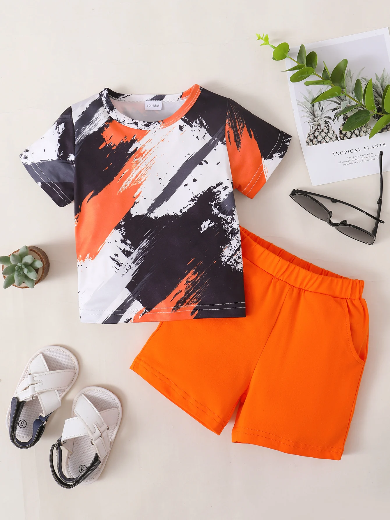 Infant BabyBoy Abstract Print 2Pcs Outfit Short Sleeve Brush Stroke Top Solid Orange Casual Shorts Summer Clothes Fit12-18M~4-5Y
Infant BabyBoy Abstract Print 2Pcs Outfit Short Sleeve Brush Stroke Top Solid Orange Casual Shorts Summer Clothes Fit12-18M~4-5Y
