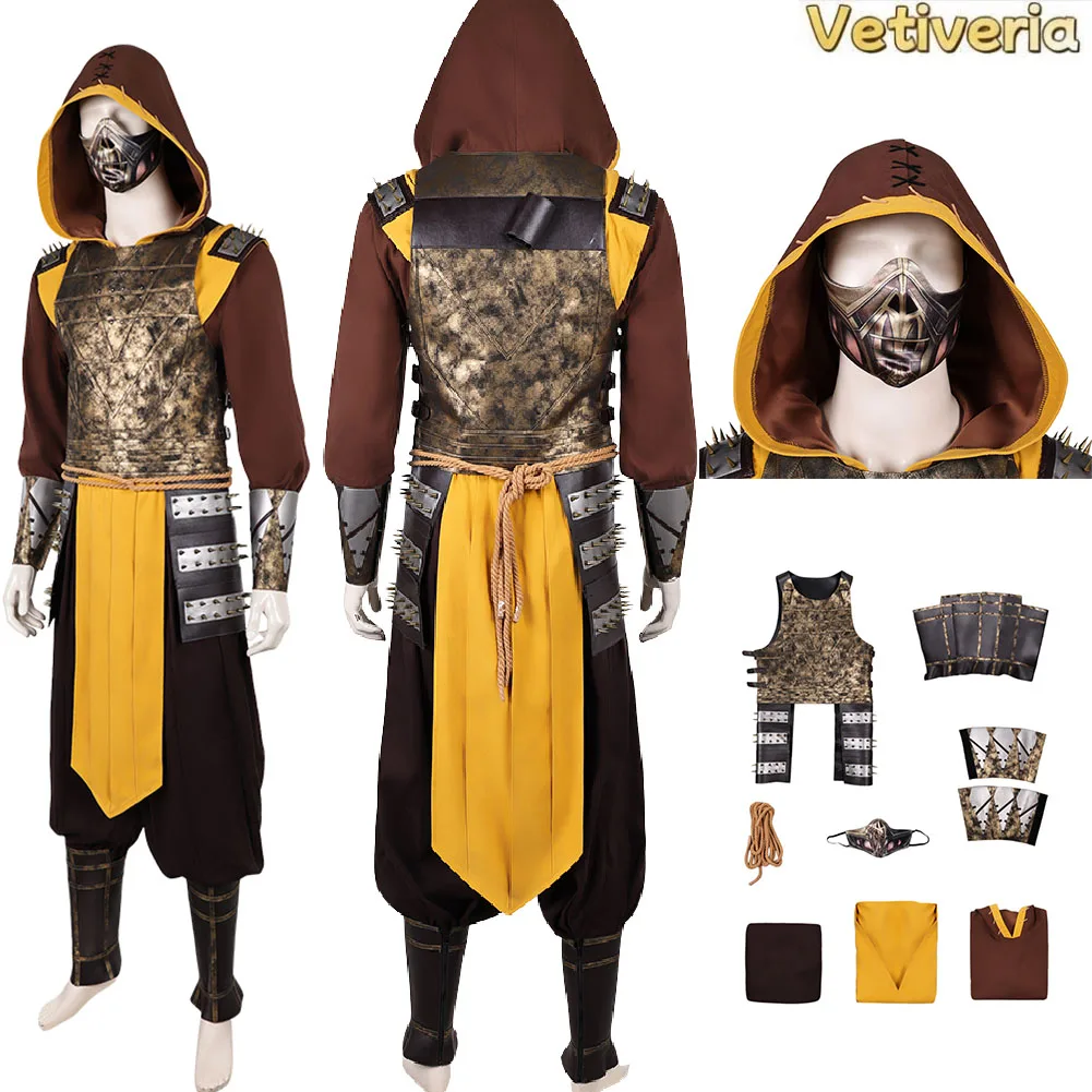 Костюм для косплея Скорпиона из игры Mortal Kombat 2: маска, брюки, пояс, комплект одежды для Хэллоуина, карнавала, вечеринки, мужской костюм для маскировки
Костюм для косплея Скорпиона из игры Mortal Kombat 2: маска, брюки, пояс, комплект одежды для Хэллоуина, карнавала, вечеринки, мужской костюм для маскировки