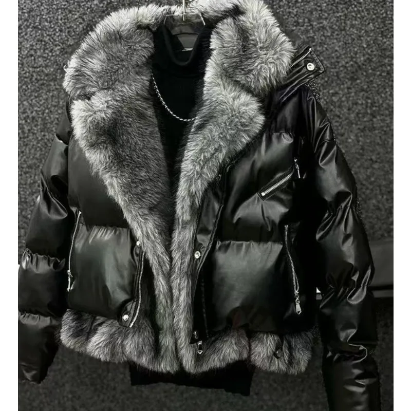 Leather Cotton-padded Jackets Faux Two-piece Wool-neck Warm Outerwear Men's PU Leather Jackets New High-end Design Autumn Winter
Leather Cotton-padded Jackets Faux Two-piece Wool-neck Warm Outerwear Men's PU Leather Jackets New High-end Design Autumn Winter