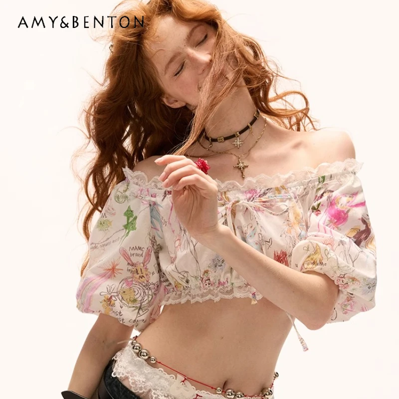 2025 Summer Graffiti Bubble Sleeves One-word Shoulder Women's Vest New Design Lace-up Cute Sweet Bow Sexy Short Tube Top Ladies
2025 Summer Graffiti Bubble Sleeves One-word Shoulder Women's Vest New Design Lace-up Cute Sweet Bow Sexy Short Tube Top Ladies
