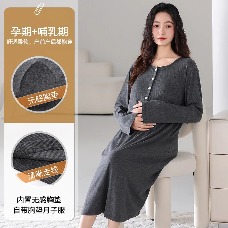 Women Soft Modal Maternity Nightgown Hospital Pregnancy Button Up Nursing Dress for Breastfeeding Solid Long Sleeve Home Clothes
Women Soft Modal Maternity Nightgown Hospital Pregnancy Button Up Nursing Dress for Breastfeeding Solid Long Sleeve Home Clothes
