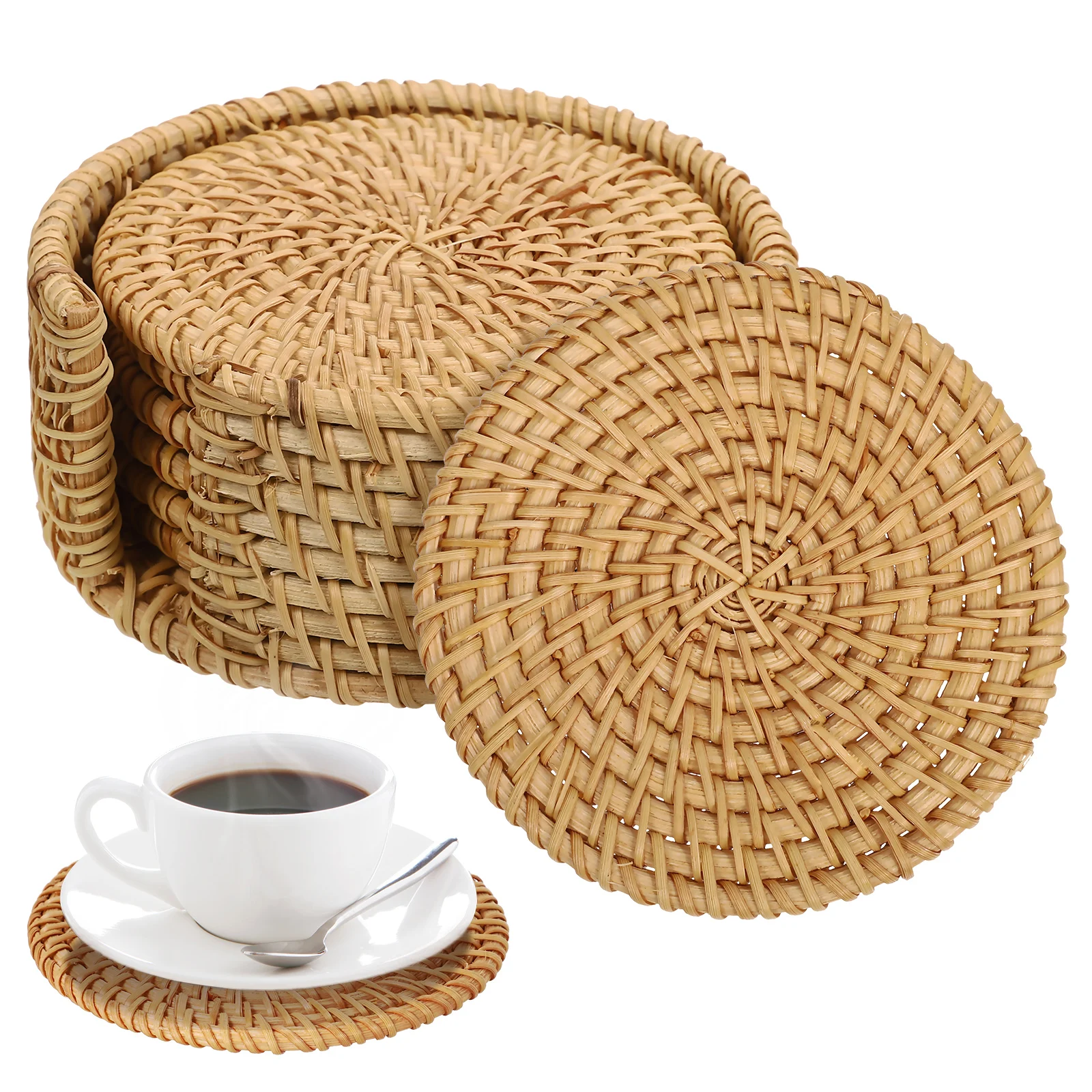 1 set 6 Pieces Tea Mat Set Round Coasters 10cm Rustic Coffee Round Coasters For Drinks Cup Mats Woven Placemats Coaster Holder
1 set 6 Pieces Tea Mat Set Round Coasters 10cm Rustic Coffee Round Coasters For Drinks Cup Mats Woven Placemats Coaster Holder