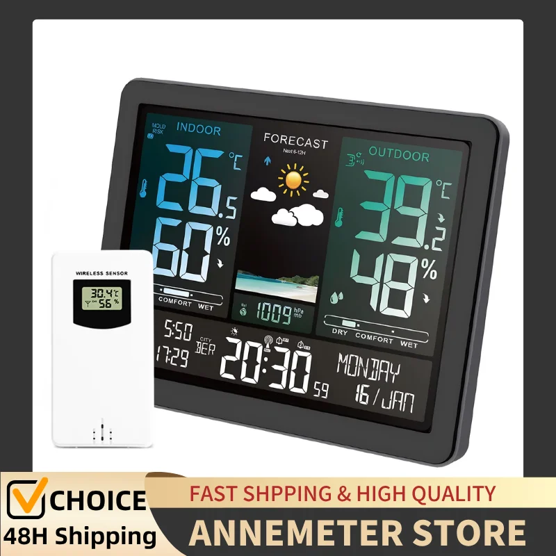 Weather Station Wireless Indoor Outdoor Thermometer, Color Display Station Meteo with USB Charging, Forecast Station, Clock
Weather Station Wireless Indoor Outdoor Thermometer, Color Display Station Meteo with USB Charging, Forecast Station, Clock