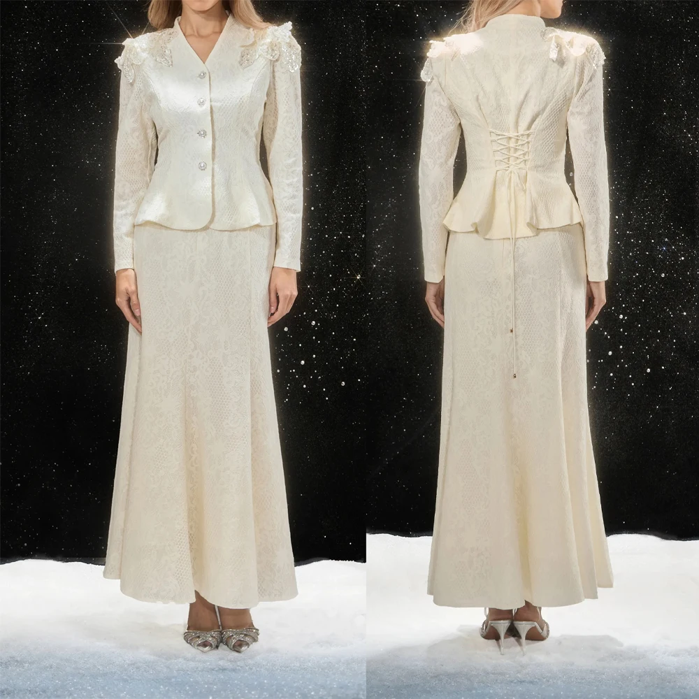 Women's Formal Dresses Suit Gowns Elegant Appliques Peaked Lapel Jacket Coat And Skirt For Female Satin 2 Pieces Suit Customized
Women's Formal Dresses Suit Gowns Elegant Appliques Peaked Lapel Jacket Coat And Skirt For Female Satin 2 Pieces Suit Customized