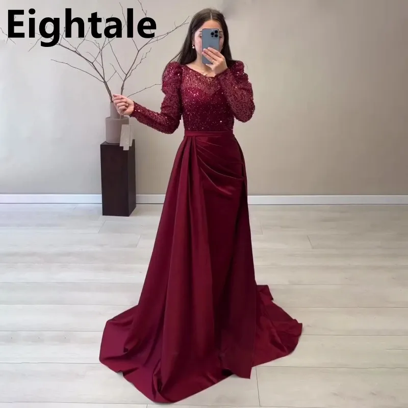 Eightale 2024 Burgundy Long Sleeve Sequin Mermaid Evening Dress For Wedding Party Formal Prom Dress Dubai Party Gown
Eightale 2024 Burgundy Long Sleeve Sequin Mermaid Evening Dress For Wedding Party Formal Prom Dress Dubai Party Gown