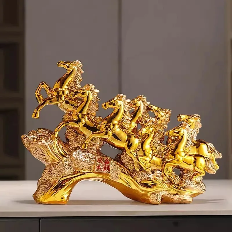 Домашний декор, золотые восемь лошадей для привлечения богатства, украшение для гостиной, керамические поделки, украшение для офиса и рабочего стола
Домашний декор, золотые восемь лошадей для привлечения богатства, украшение для гостиной, керамические поделки, украшение для офиса и рабочего стола