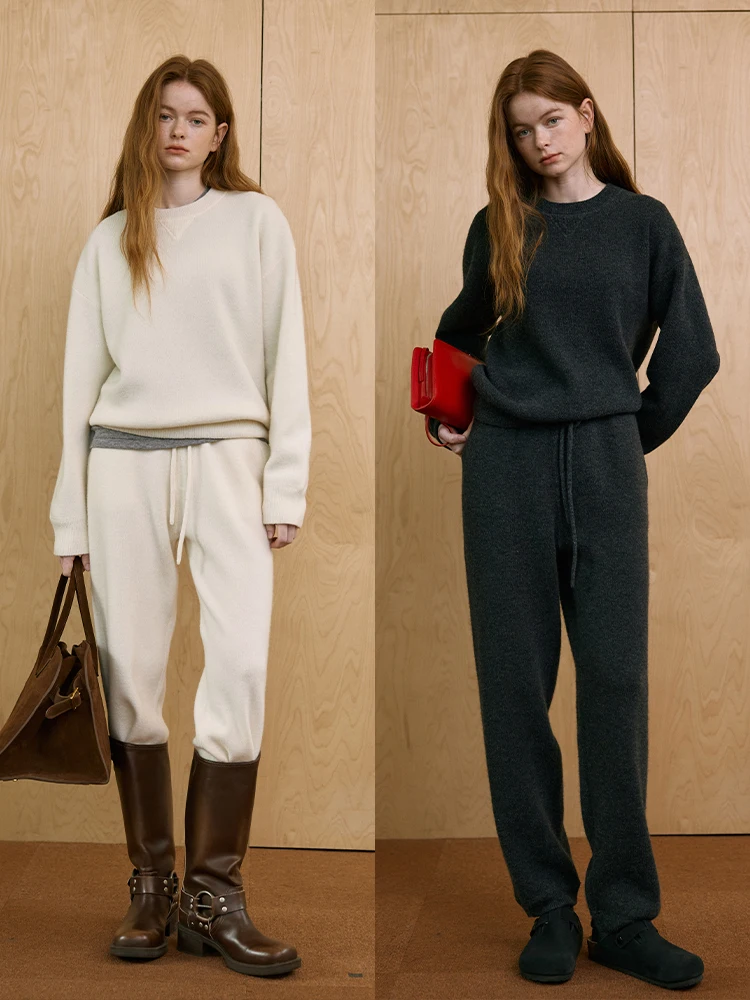 Laid-ba Woolen Knitted Sweatirt Long ort Version Lazy Person's Winter Faion Set with Dstring Pants Casual Sle
Laid-ba Woolen Knitted Sweatirt Long ort Version Lazy Person's Winter Faion Set with Dstring Pants Casual Sle