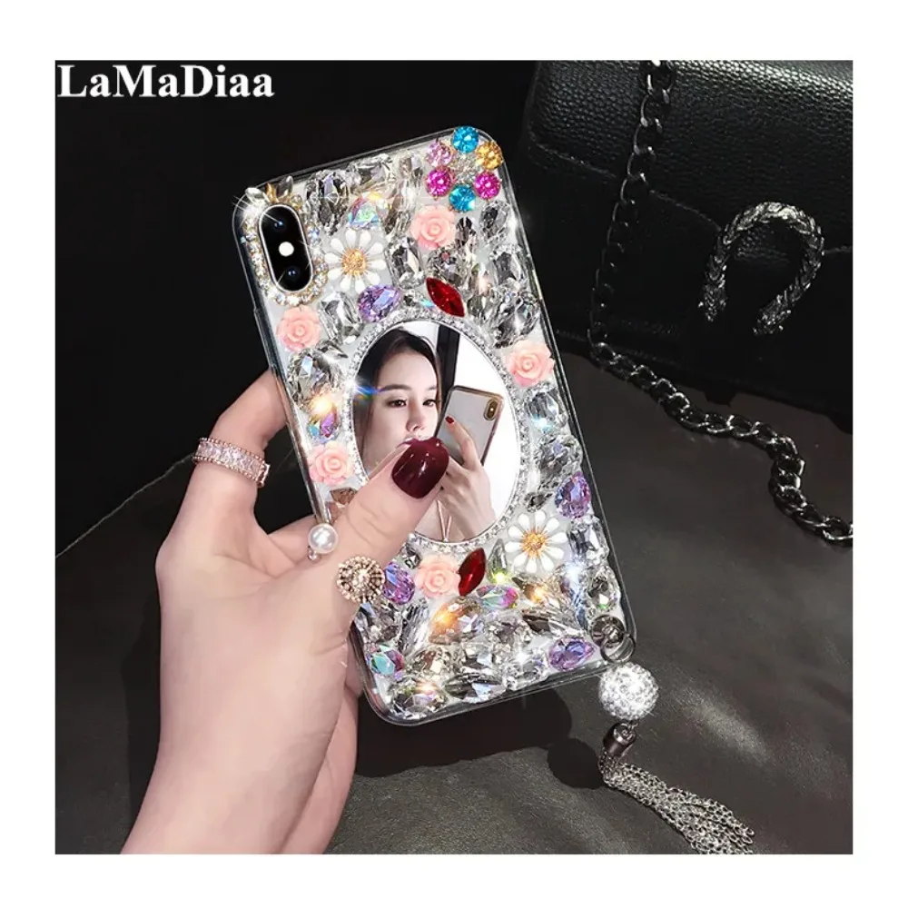 Luxury Glitter Bling Crystal Diamond Flower Pendant Mirror Phone Case Cover for Samsung, A22, A32, A42, A50, A80, A51, A52, A71
Luxury Glitter Bling Crystal Diamond Flower Pendant Mirror Phone Case Cover for Samsung, A22, A32, A42, A50, A80, A51, A52, A71