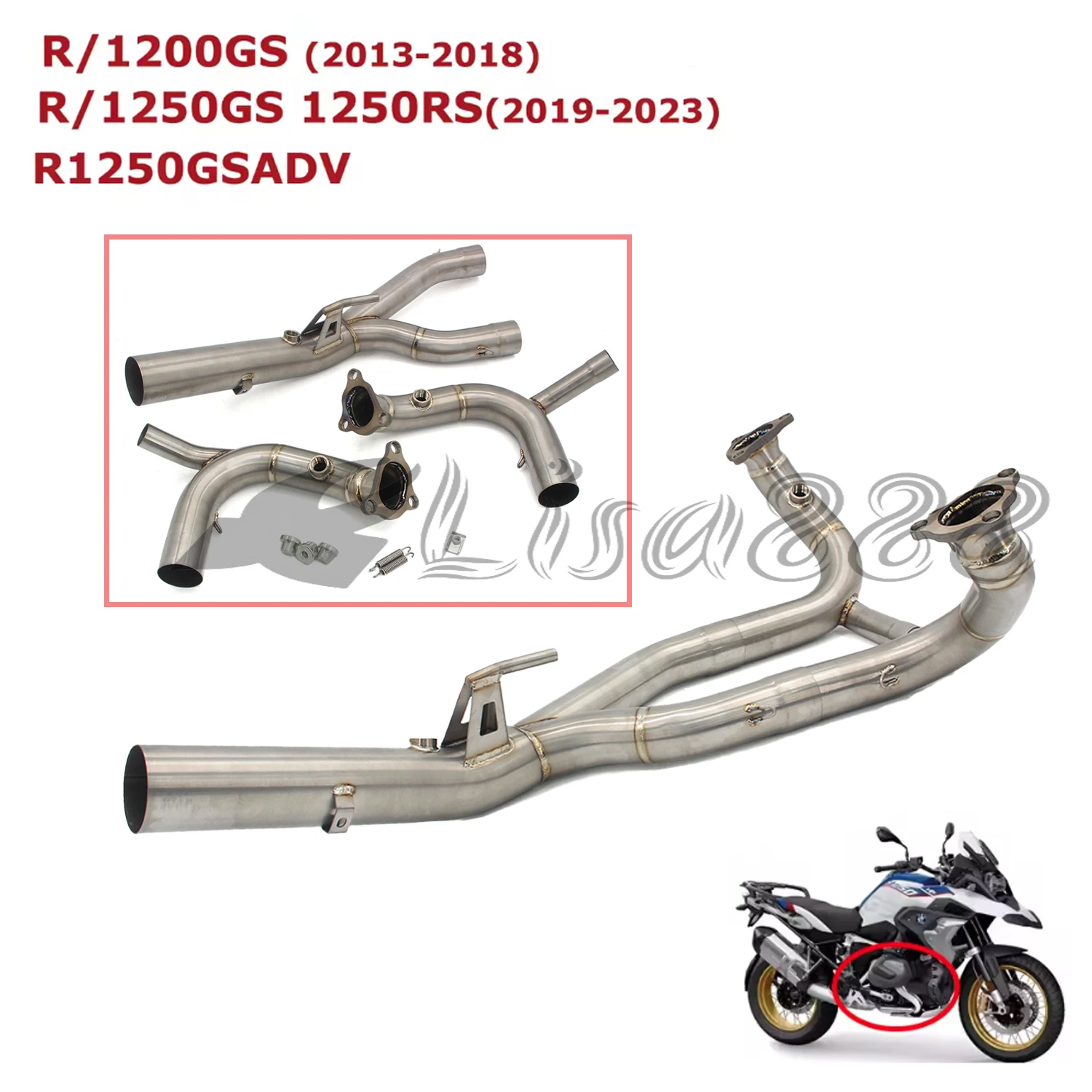 For R1250R/S R1250RT R1250GS ADV 2019-2023 Exhaust Motorcycle Front Pipe Full Systems Slip on Stainless Steel Titanium Alloy
For R1250R/S R1250RT R1250GS ADV 2019-2023 Exhaust Motorcycle Front Pipe Full Systems Slip on Stainless Steel Titanium Alloy