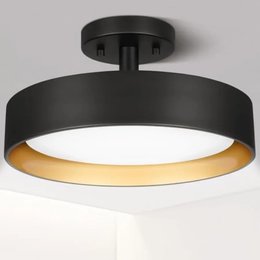 Semi Flush Mount Ceiling Lights, 12 Inch 25W LED Ceiling Light Fixture Black for Hallway Kitchen, Gold Inside, 5000K, Dimmable
Semi Flush Mount Ceiling Lights, 12 Inch 25W LED Ceiling Light Fixture Black for Hallway Kitchen, Gold Inside, 5000K, Dimmable