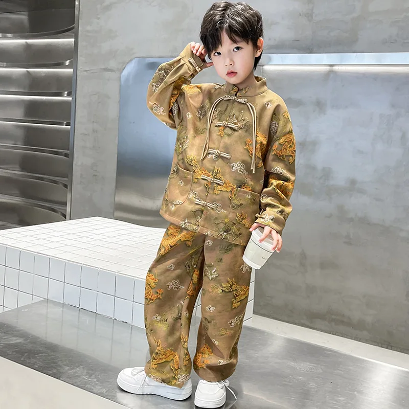 Chinese Style Tang Clothes Costume Vintage Button Down Hanfu Set Boys Girls Kong Fu Suit 2Piece Outfit Casual Shirt&pants
Chinese Style Tang Clothes Costume Vintage Button Down Hanfu Set Boys Girls Kong Fu Suit 2Piece Outfit Casual Shirt&pants
