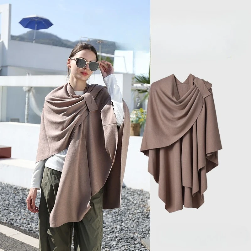 Solid Color Simple Side Strap Shawl Knitted Shoulder Strap Fashionable New Cape Warm Scarf for Women
Solid Color Simple Side Strap Shawl Knitted Shoulder Strap Fashionable New Cape Warm Scarf for Women