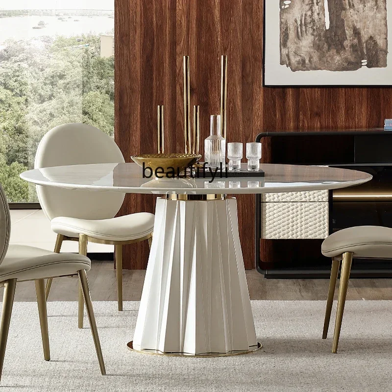 ss7486 Designer villa French high-end customization, light luxury marble round dining table New Light Luxury
ss7486 Designer villa French high-end customization, light luxury marble round dining table New Light Luxury
