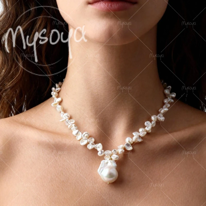 MYSOYA 5-6mm & 11-13mm White Petal Pearl Baroque Pearl Pendant Necklace for Birthday/Wedding/Mother's Day Gift A0865
MYSOYA 5-6mm & 11-13mm White Petal Pearl Baroque Pearl Pendant Necklace for Birthday/Wedding/Mother's Day Gift A0865